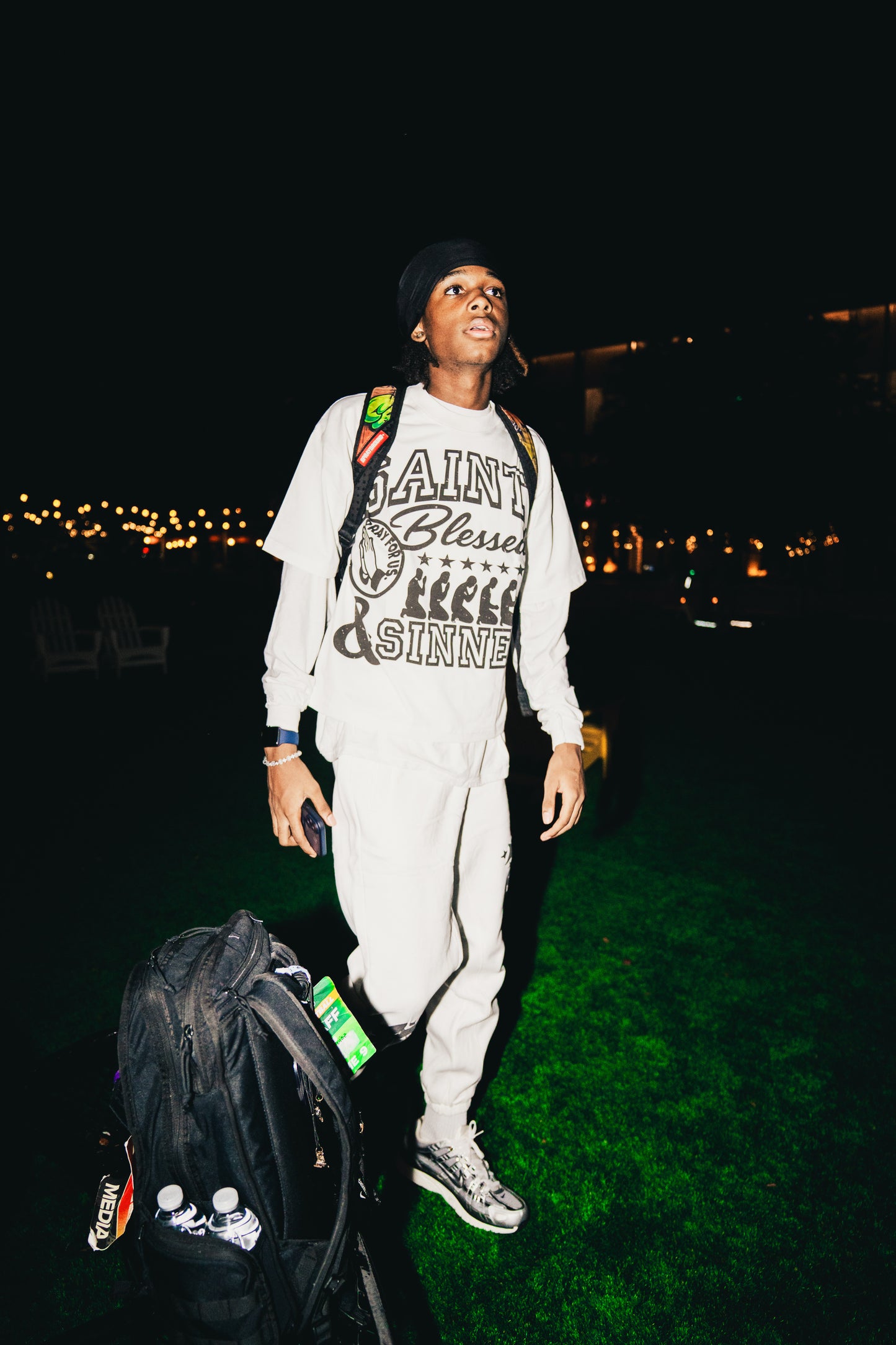 “SAINTS & SINNERS” Cuffed Sweats White