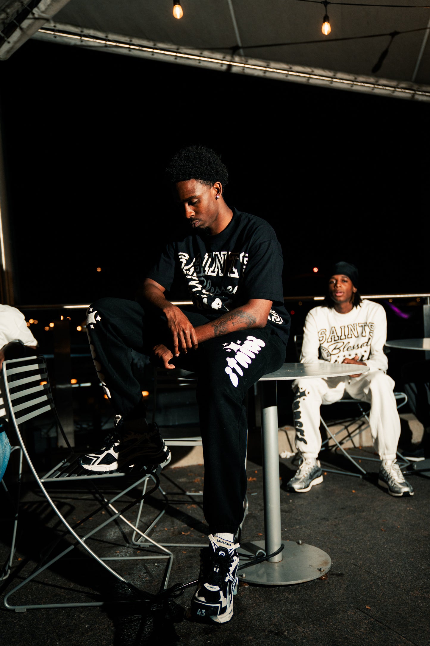 “SAINTS & SINNERS” Cuffed Sweats Black