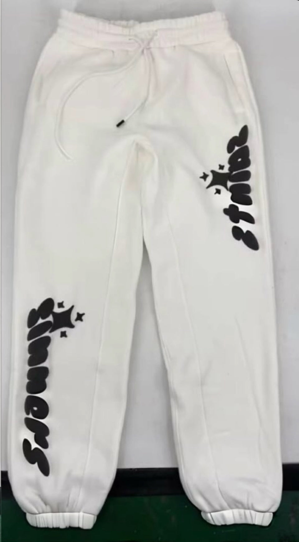 “SAINTS & SINNERS” Cuffed Sweats White