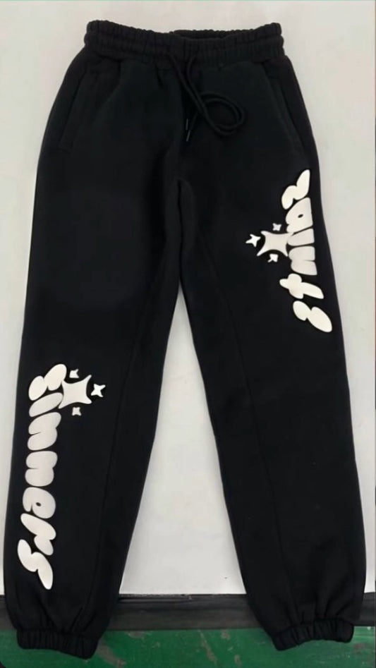 “SAINTS & SINNERS” Cuffed Sweats Black